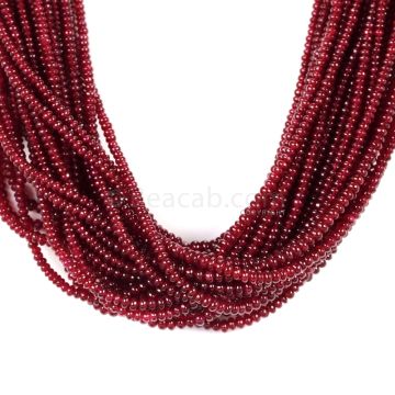 27 Lines - Dark Red Ruby Smooth (Plain) Beads - 906.25 - 2 to 3.2 mm (RSB1044)