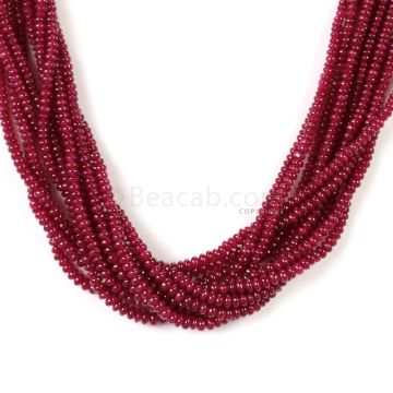 11 Lines - Medium Red Ruby Smooth (Plain) Beads - 390.50 - 2.5 to 3.5 mm (RSB1047)