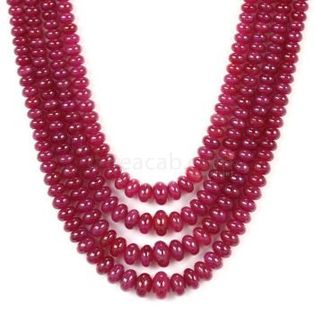 4 Lines - Medium Red Ruby Smooth (Plain) Beads - 549.25 - 3.5 to 8.8 mm (RSB1051)