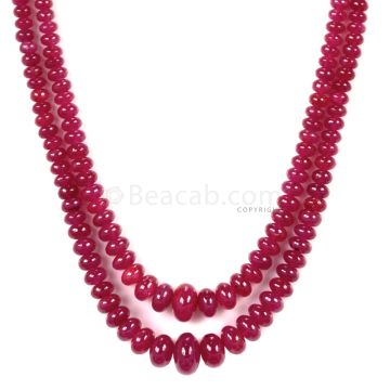 2 Lines - Medium Red Ruby Smooth (Plain) Beads - 159 - 3 to 8.3 mm (RSB1055)
