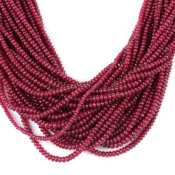 30 Lines - Medium Red Ruby Smooth (Plain) Beads - 1038.55 - 2.5 to 3.5 mm (RSB1056)