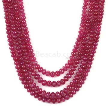 4 Lines - Medium Red Ruby Smooth (Plain) Beads - 409.05 - 3 to 5.5 mm (RSB1045)