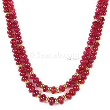 2 Lines - Medium Red Ruby Smooth (Plain) Beads - 184.50 - 2.7 to 6.8 mm (RSB1058)