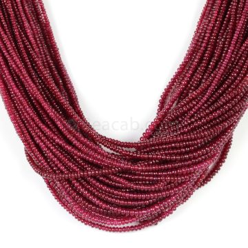 62 Lines - Medium Red Ruby Smooth (Plain) Beads - 1859 - 2.3 to 3.2 mm (RSB1061)