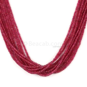10 Lines - Medium Red Ruby Smooth (Plain) Beads - 158 - 1.5 to 2.5 mm (RSB1063)
