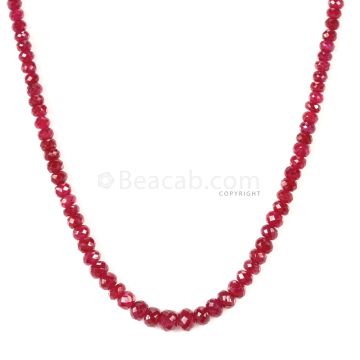 1 Line - Medium Red Ruby Faceted Beads - 62.00 - 3.7 to 5.5 mm (RFB1114)