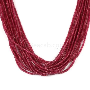 15 Lines - Medium Red Ruby Smooth (Plain) Beads - 258 - 1.8 to 2.6 mm (RSB1062)