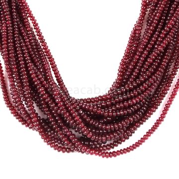 17 Lines - Dark Red Ruby Smooth (Plain) Beads - 679.00 - 2 to 3.5 mm (RSB1057)