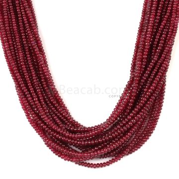 17 Lines - Medium Red Ruby Smooth (Plain) Beads - 657.50 - 2.5 to 3.5 mm (RSB1059)