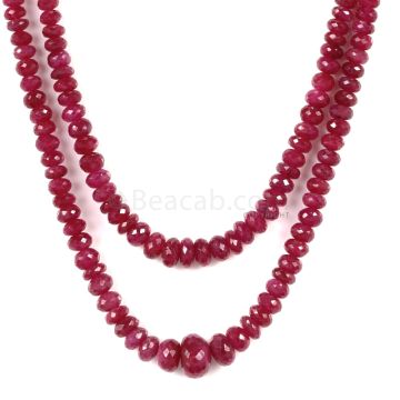 2 Lines - Medium Red Ruby Faceted Beads - 158 - 2.9 to 8.1 mm (RFB1130)