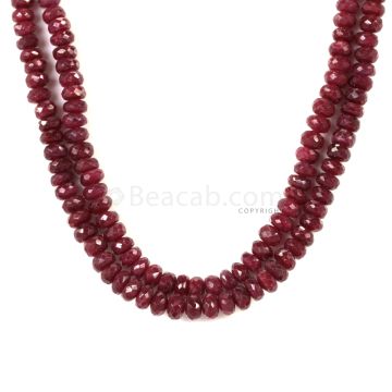 2 Lines - Dark Red Ruby Faceted Beads - 288.50 - 3.6 to 6.2 mm (RFB1125)