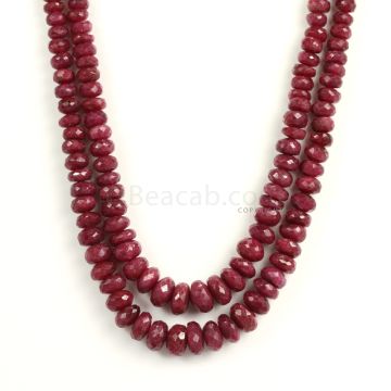 2 Lines - Medium Red Ruby Faceted Beads - 400 - 4.3 to 9.8 mm (RFB1123)