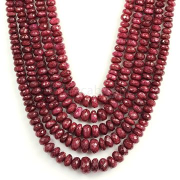 5 Lines - Faceted Dark Red Ruby Beads - 1241.50 - 4.5 to 12.1 mm (RFB1121)