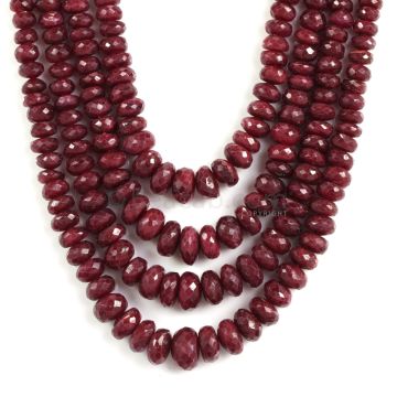 4 Lines - Faceted Medium Red Ruby Beads - 858 - 4.2 to 11.2 mm (RFB1118)