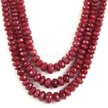 3 Lines - Faceted Medium Red Ruby Beads - 564.50 - 3.7 to 10.2 mm (RFB1117)