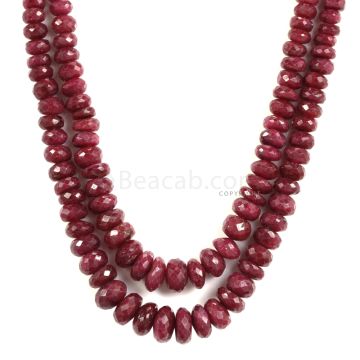 2 Lines - Faceted Dark Red Ruby Beads - 522.5 - 4.6 to 10.3 mm (RFB1115)