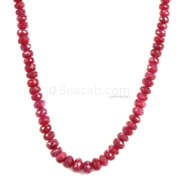 1 Line - Faceted Medium Red Ruby Beads - 132.75 - 2.6 to 7 mm (RFB1116)