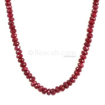 1 Line - Faceted Dark Red Ruby Beads - 146.7 - 3.9 to 6.3 mm (RFB1113)
