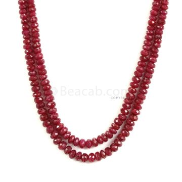 2 Lines - Medium Red Ruby Faceted Beads - 231.50 - 3.4 to 5.9 mm (RFB1142)