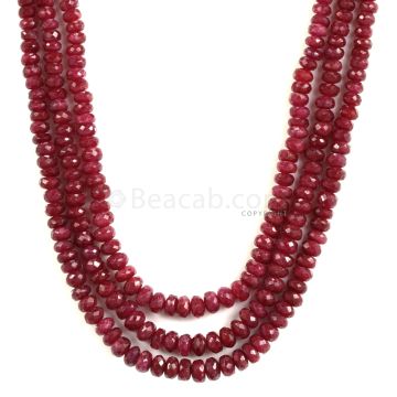 3 Lines - Medium Red Ruby Faceted Beads - 397.50 - 3.2 to 6.2 mm (RFB1144)