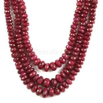 3 Lines - Medium Red Ruby Faceted Beads - 756.85 - 4.9 to 10.2 mm (RFB1141)