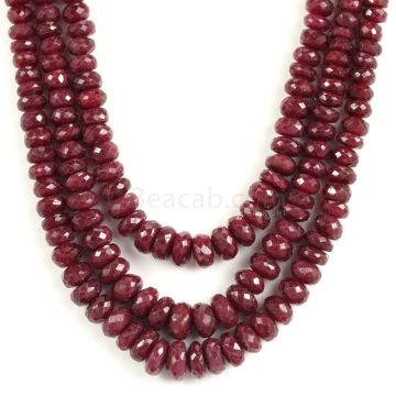 3 Lines - Dark Red Ruby Faceted Beads - 544 - 4.3 to 10 mm (RFB1135)