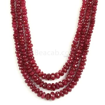 3 Lines - Medium Red Ruby Faceted Beads - 410 - 4.2 to 9.5 mm (RFB1143)