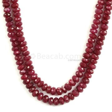2 Lines - Medium Red Ruby Faceted Beads - 274 - 3.2 to 5.8 mm (RFB1146)
