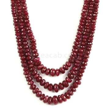 3 Lines - Medium Red Ruby Faceted Beads - 490.40 - 3.8 to 10.6 mm (RFB1140)