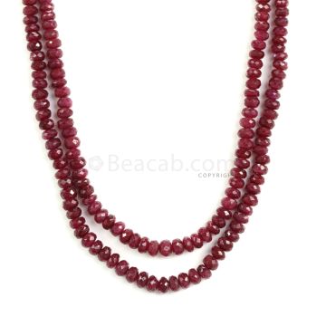 2 Lines - Medium Red Ruby Faceted Beads - 295 - 3.6 to 5.9 mm (RFB1139)