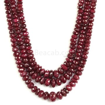 3 Lines - Medium Red Ruby Faceted Beads - 620 - 4.1 to 11.1 mm (RFB1138)