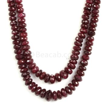 2 Lines - Dark Red Ruby Faceted Beads - 471.50 - 5.3 to 10.8 mm (RFB1137)
