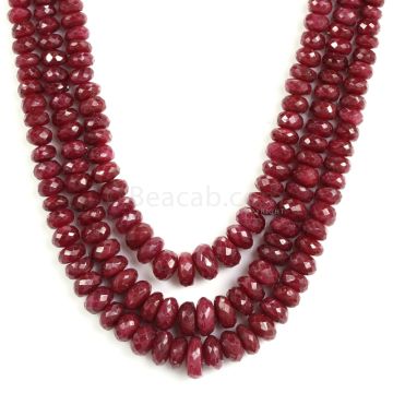 3 Lines - Medium Red Ruby Faceted Beads - 699 - 4.4 to 11.5 mm (RFB1132)