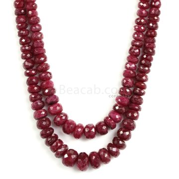 2 Lines - Dark Red Ruby Faceted Beads - 550.90 - 3.6 to 11 mm (RFB1131)