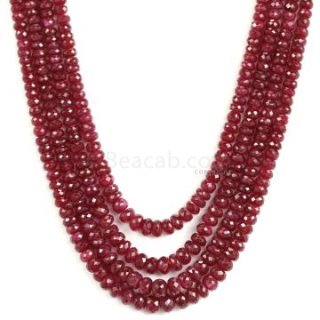 4 Lines - Medium Red Ruby Faceted Beads - 427 - 3.9 to 5.5 mm (RFB1109)
