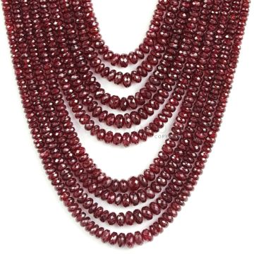 9 Lines - Dark Red Ruby Faceted Beads - 740 - 3.2 to 6.7 mm (RFB1110)