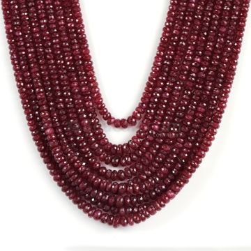 9 Lines - Dark Red Ruby Faceted Beads - 1019 - 4 to 6.5 mm (RFB1112)