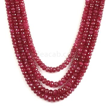 4 Lines - Medium Red Ruby Faceted Beads - 468 - 3.7 to 5.6 mm (RFB1111)