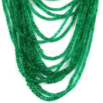 33 Lines - Medium Green Emerald Faceted Beads - 1318.00 - 2.5 to 7.5 mm (EMFB1108)