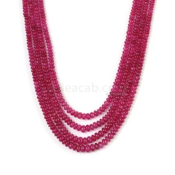 4 Lines - Dark Pink Pink Sapphire Plain Beads - 223.7 cts - 2.9 to 5.5 mm (PNSPB1033)