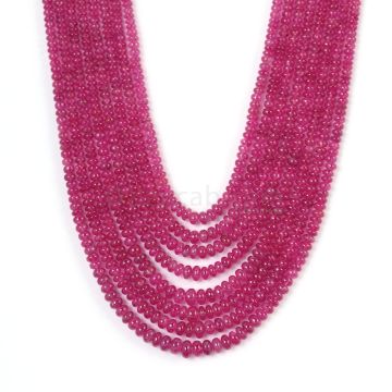 8 Lines - Medium Pink Pink Sapphire Plain Beads - 446.75 cts - 2.8 to 5.6 mm (PNSPB1032)