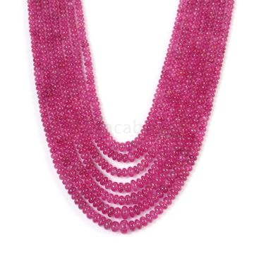 7 Lines - Medium Pink Pink Sapphire Plain Beads - 418.85 cts - 2.9 to 6.2 mm (PNSPB1031)
