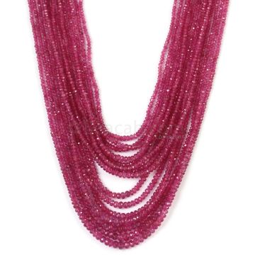 15 Lines - Medium Pink Pink Sapphire Faceted Beads - 532.59 cts -  (PNSFB1021)