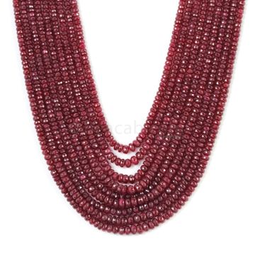 7 Lines - Red Ruby Faceted Beads - 1000.0 cts - 3.8 to 6.2 mm (RFB1147)