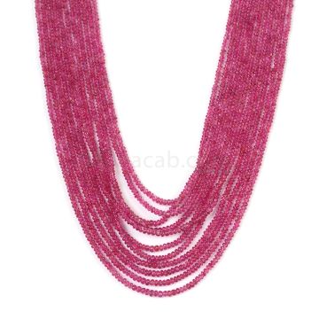 11 Lines - Medium Pink Pink Sapphire Plain Beads - 291.80 cts - 2.1 to 3 mm (PNSPB1026)