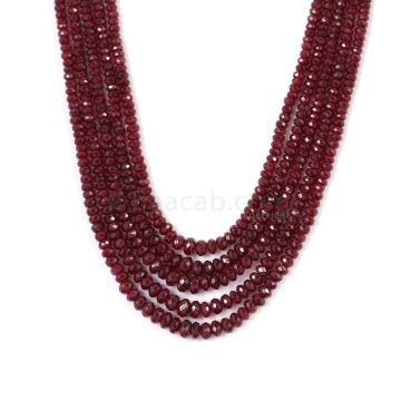 2 Lines - Medium Red Ruby Faceted Beads - 183.78 cts - 3.1 to 5.7 mm (RFB1148)