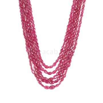 5 Lines - Medium Red Ruby Tumbled Beads - 279.55 cts - 3.4 x 4 mm to 6.9 x 9.1 mm (RTUB1008)