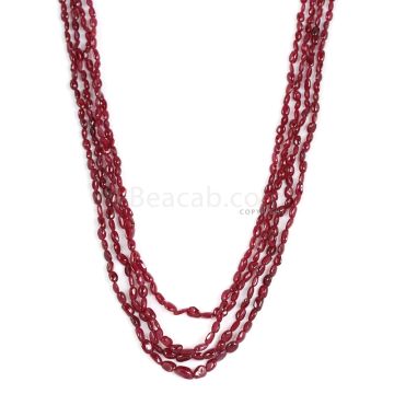 4 Lines - Dark Red Ruby Tumbled Beads - 138.50 cts - 3 x 3 mm to 4.8 x 7.5 mm (RTUB1006)