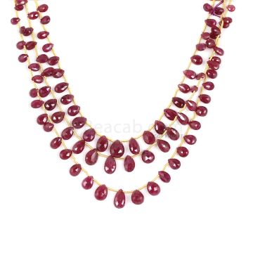 3 Lines - Medium Red Ruby Faceted Drops - 113.25 cts - 3.8 x 5.3 mm to 6.3 x 10.8 mm (RDR1062)