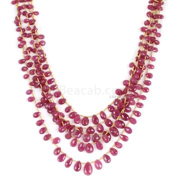 5 Lines - Medium Red Ruby Faceted Drops - 212.00 cts - 3.9 x 5.3 mm to 7.5 x 11.9 mm (RDR1060)